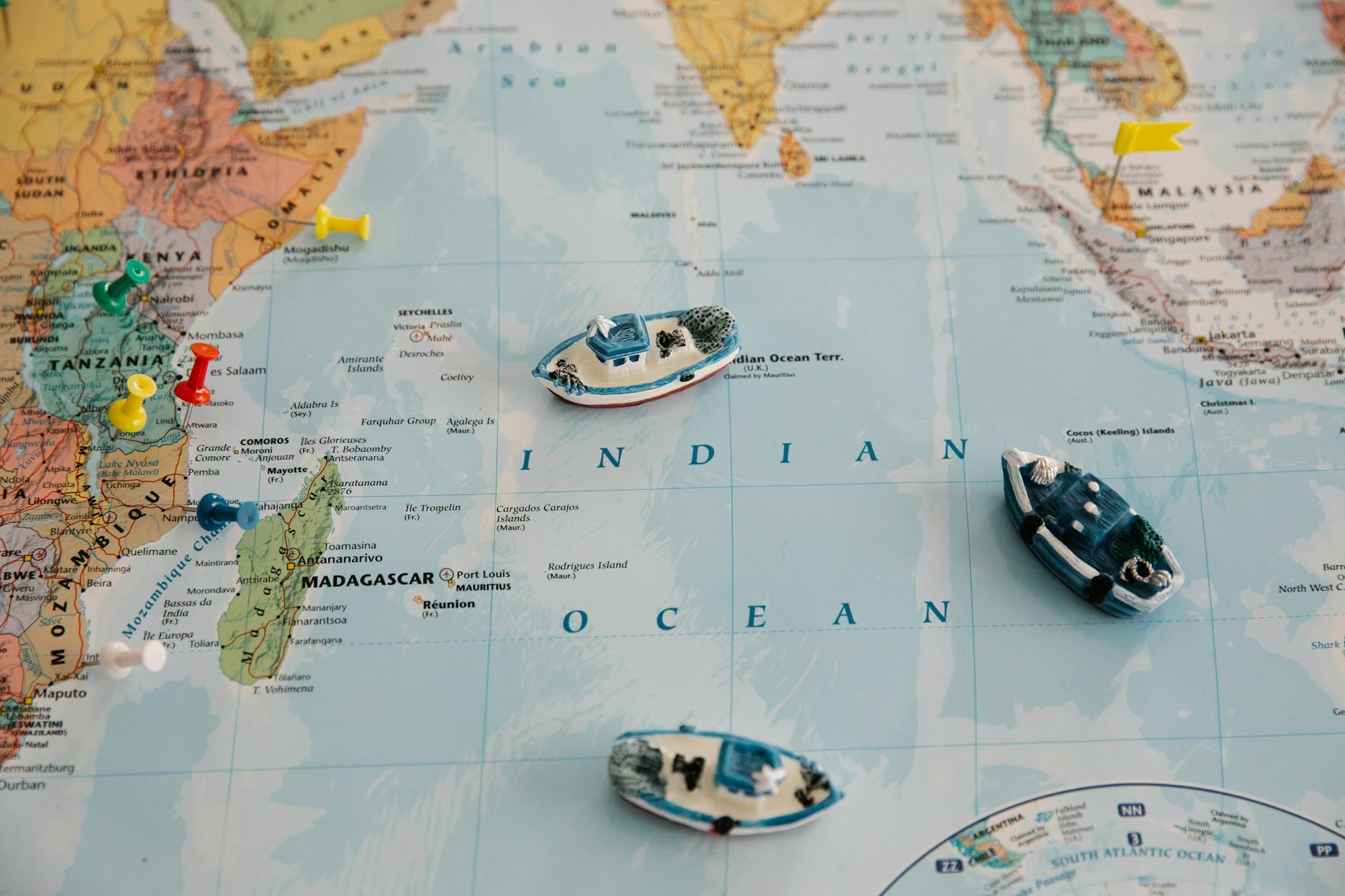 toy ships on map
